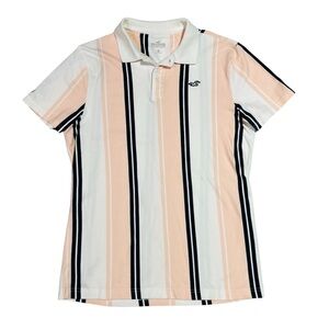 Hollister Polo with Peach and Black Stripes